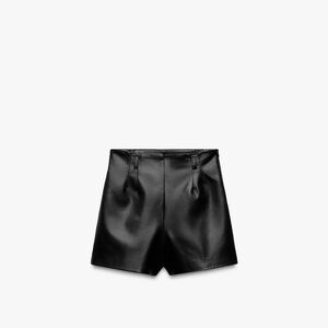 Zara Black High-Waist Faux Leather Shorts